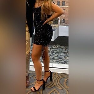Black Heart Print Ruched Skirt